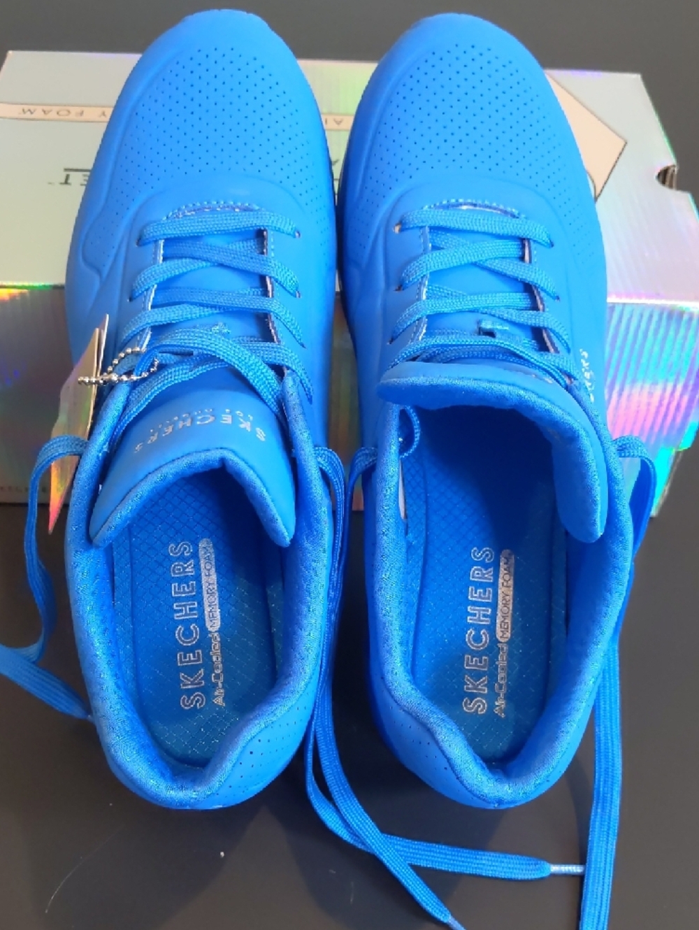 NWT! Skechers Uno-Nightshades Bright Blue Air-Embedded Sneakers - Picture 6 of 6